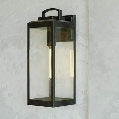 VAXCEL Kinzie Outdoor Porch Light, 7" W x 19" H Black Outdoor Lantern, Modern Dusk to Dawn Wall Light for Porch, Patio, Deck, or Front Door