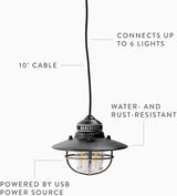 Barebones Edison Pendant Light – Vintage White, Vintage Rustic USB LED Hanging Light for Outdoor and Indoor Use – | Lumora