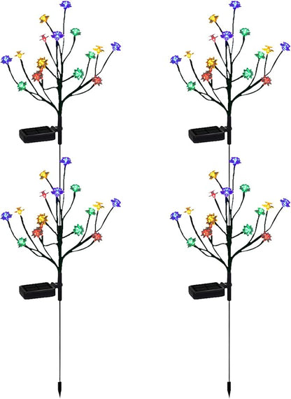 Solar Flower Stake Lamps, 66cm/26inch Solar LED Cherry Blossom Garden Lights, Waterproof Colorful Landscape Lights, Garden Decorative Lamp for Yard Patio Pathway (4pcs)