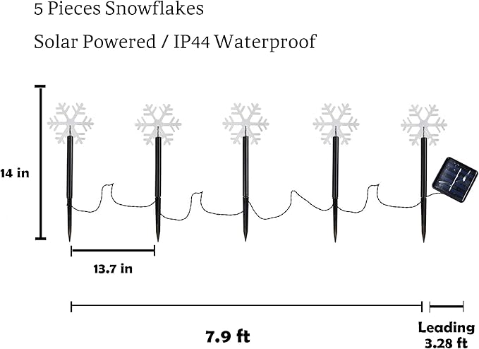 Solar Led Pathway Lights Snowflake Path Light for Christmas Decoration Waterproof Garden Light Yard Decoration Warm White (Snowflakes)