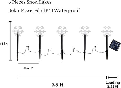 Solar Led Pathway Lights Snowflake Path Light for Christmas Decoration Waterproof Garden Light Yard Decoration Warm White (Snowflakes)