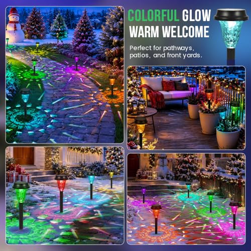 GIGALUMI Solar Christmas Lights Outdoor Waterproof Pathway Lights, 16 Pack