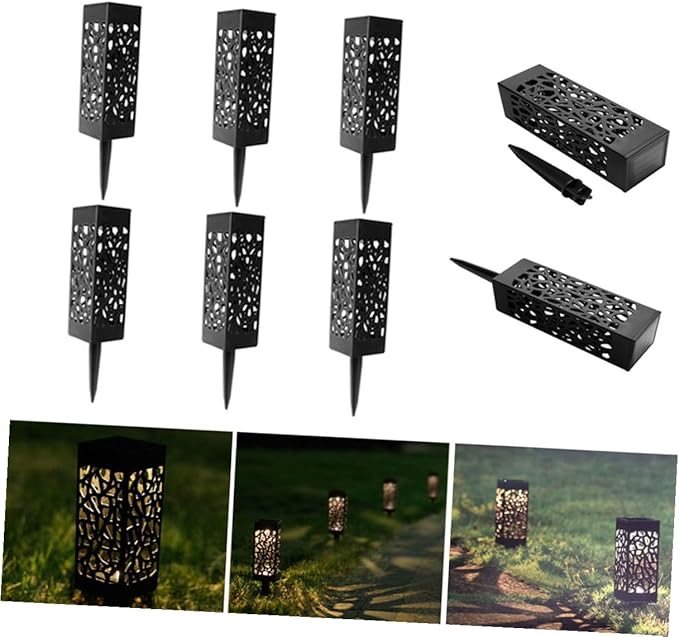 8pcs Solar Pathway Lights Outdoor Hollow Design Warm White Lawn Ground Lights for Garden Driveway Landscape Lighting