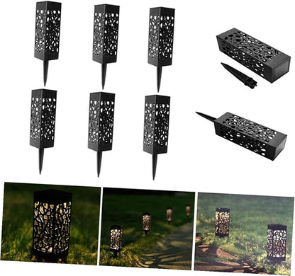 8pcs Solar Pathway Lights Outdoor Hollow Design Warm White Lawn Ground Lights for Garden Driveway Landscape Lighting
