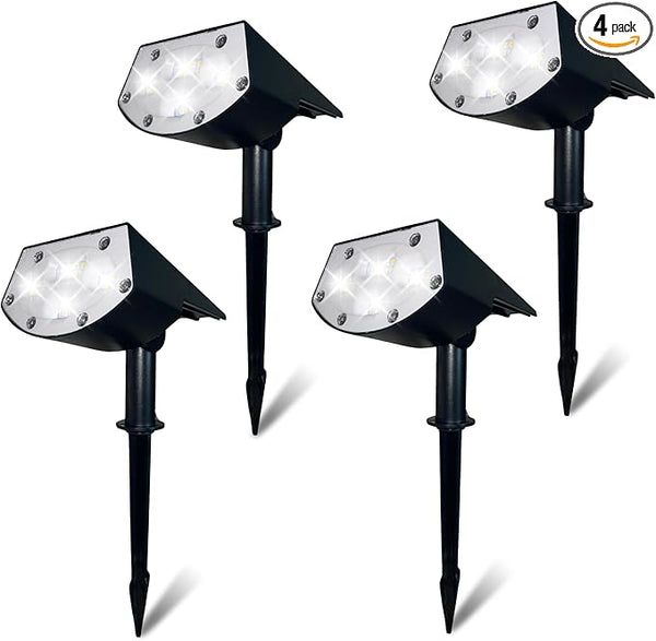Solar Outdoor Lights, 4-Pack Super Bright LED Spotlights, Waterproof Garden Path Lights, Yard & Landscape Lighting | Lumora