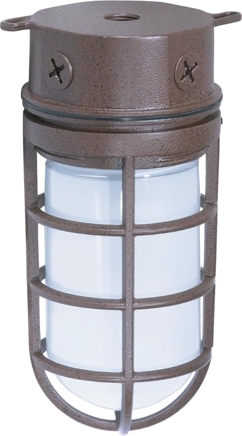 Nuvo Lighting SF76/625 Industrial Style Small Heavy Duty Aluminum Durable Outdoor Close to Ceiling Porch and Patio Light with Frosted Glass, Old Bronze