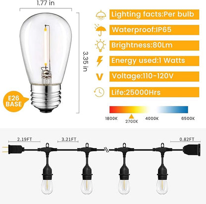 Outdoor String Lights,150FT String Lights for Outside with 45+3 Shatterproof S14 LED Bulbs,Outdoor Lights for Backyard,Market,Bistro,2700K WarmWhite (3-Pack)