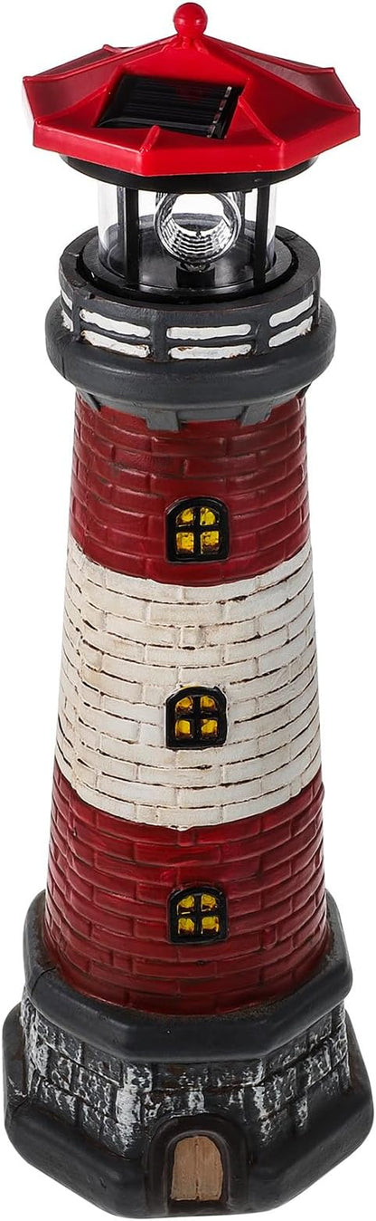 DOITOOL Solar Lighthouse with Rotating LED Lights,15" Tall Waterproof Solar Lighthouse Decoration, Outdoor Lighthouse Lamp Towers Lighthouse Statue, Decorative LED Lamp for Garden Landscape Yard