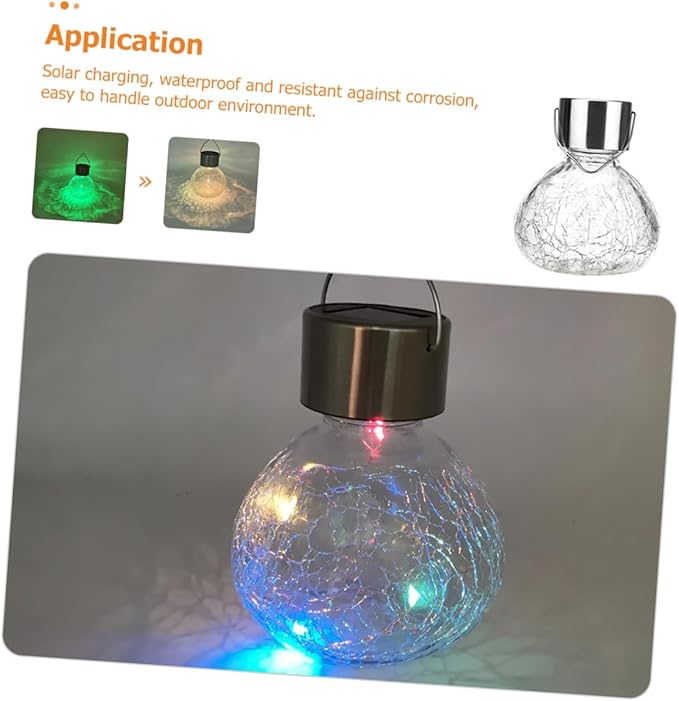 LIFKOME Solar Cracked Glass Lamp Solar Lights for Garden Patio and Decoration Elegant Outdoor Lighting for Romantic Atmosphere