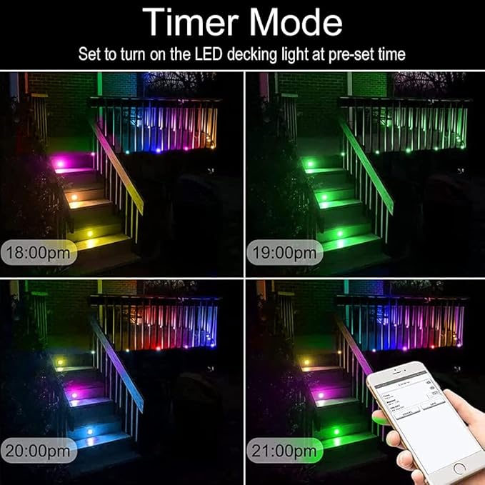 Sumaote LED Deck Lights Kit, 30Pack 1.22" WiFi RGBW+IC Multicolor Dynamic Recessed Low Voltage Deck Lighting Work with Alexa/Google Home, IP67 Waterproof 12V Step Lights Outdoor for Garden Yard Stair