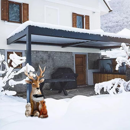 Garden Deer Statues Solar Lights, Resin Deer Figurine Creative Deer Animals Solar Tree Deer Hedgehog Grease Statue Ornament Decoration for Lawn Patio Art Yard Decor