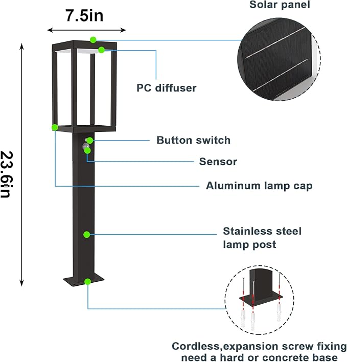Outdoor Solar Pathway Light, Motion Sensor Dusk to Dawn Bright Lamp, LED Waterproof Aluminum Landscape Lighting Path High Lumen for Garden Yard Lawn Walkway Driveway Adjustable Outside Lantern