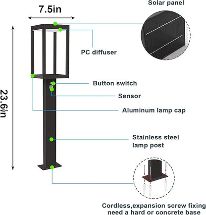 Outdoor Solar Pathway Light, Motion Sensor Dusk to Dawn Bright Lamp, LED Waterproof Aluminum Landscape Lighting Path High Lumen for Garden Yard Lawn Walkway Driveway Adjustable Outside Lantern