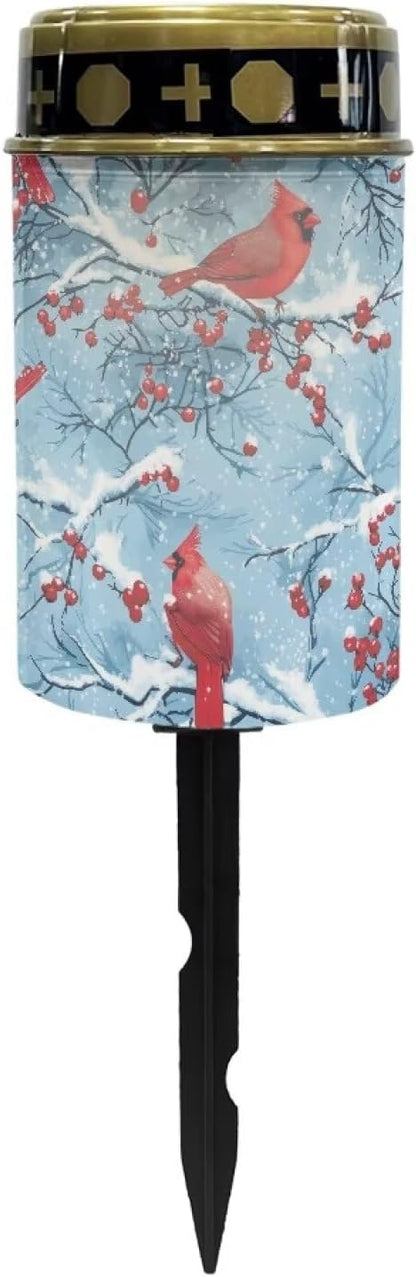 Red Bird Solar Lights Outdoor Waterproof Walkway Solar Lights for Outside Gravesite Decorations Cemetery