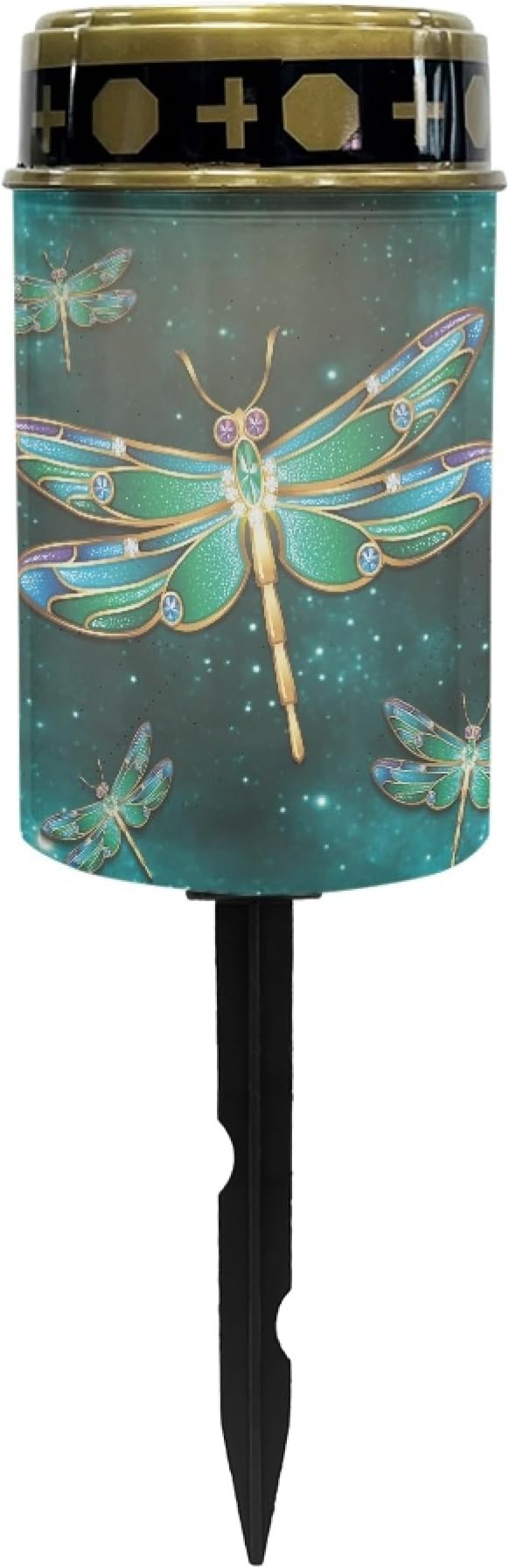 Dragonfly Green Galaxy Outdoor Solar Garden Lights Waterproof Pathway Lights Stake Lights Outdoor Decorations for Patio/Yard/Driveway Walkway Lights Flameless Outdoor Table Lamp