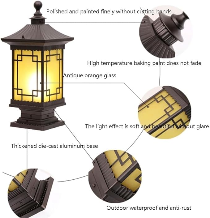 American Style Villa Garden Lights Lawn Vintage Outdoor s Pillar C Lamp Exterior Courtyard Gate Landscape Column | Lumora