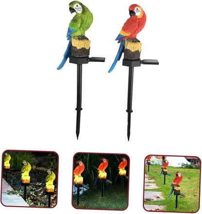 2Pcs Parrot Garden Solar Light Lawn Stake Lamp Led Outdoor Decorative Light for Garden and Landscape Solar Powered Parrot Stake Lamp for Outdoor Decor