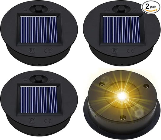 4 Pack Solar Light Replacement Top(Top Size 2.76inch, Bottom Size 2.36 inch) Waterproof Solar Lanterns Replacement top for Outdoor DIY Hanging Lanterns(Warm White)