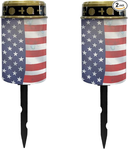 US Flag Solar Stake Lights Outdoor Solar Garden Pathway Lights for Yard Patio Flameless Warm White Walkway Lights Landscape Decorativer Lighting for Driveway Path,Pretty Soptlights