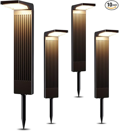 Modern Solar Path Lights Outdoor 4Pack + Retro Solar Pathway Lights 6Pack