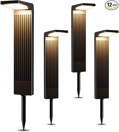 Retro Solar Pathway Lights Outdoor 8 Pack + Modern Solar Path Lights 4 Pack