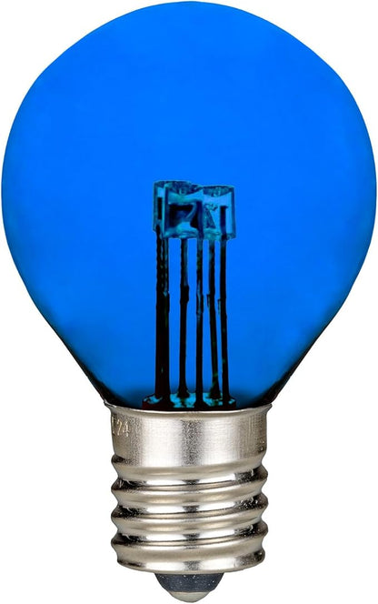 Novelty Lights 25 Pack G30 Glass LED Globe Bulbs, String Light Replacement Bulbs, E12 Candelabra Base, Energy Efficient Outdoor Patio Lighting, Blue