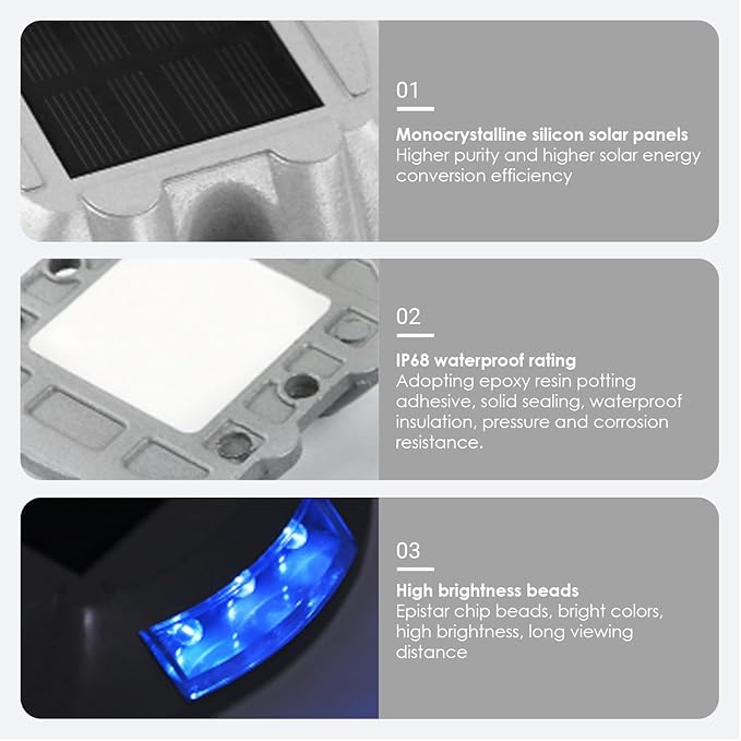 1 Pack LED Solar Deck Lights Outdoor Solar Step Lights, Aluminium Marker Light for Warning, Driveway Dock Light for | Lumora