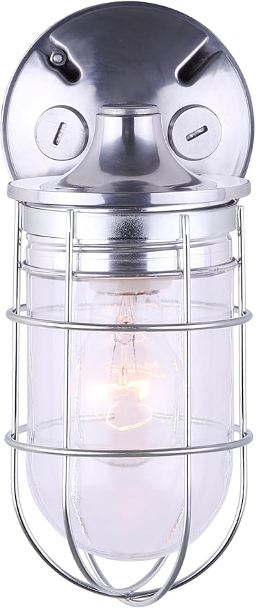 CANARM LTD. IOL337AL Weather 1 Light, Indoor/Outdoor, Ceiling/Wall Mount, All Metal with Cage, Aluminum Finish