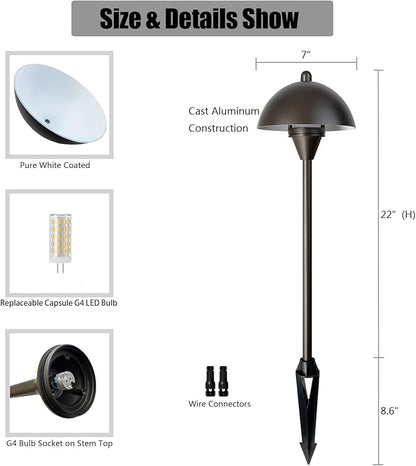 Arrownine Low Voltage Pathway Lights,Replaceable Path Lights G4 LED Outdoor Landscape Lighting Driveway Walkway Garden Yard Light Oil Rubbed Bronze Warm White Pack of 2