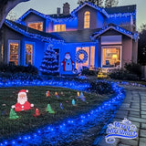JMEXSUSS 66ft 200 LED Blue Christmas Lights Outdoor Plug in