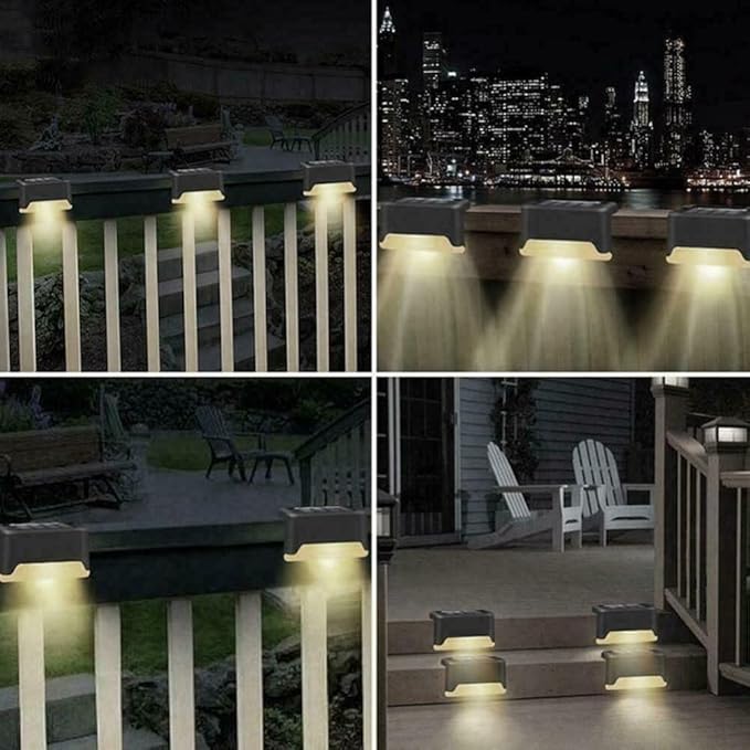 anso 4pcs LED Solar Deck Lights Waterproof Outdoor Gardens Pathway Lamps Fences Ladder Light (4pcs Black) | Lumora