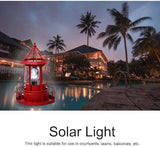 LED Solar Powered Lighthouse, 360 Degree Rotating Lamp Courtyard Decoration Waterproof Garden Smoke Towers Statue | Lumora