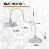 17in. Galvanized Finish Outdoor Gooseneck Barn Light Fixture with 24in. Long Extension Arm - Wall Sconce Farmhouse | Lumora