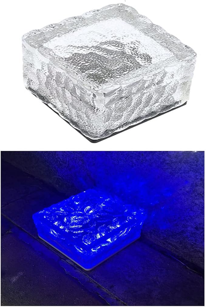 Outdoor Ice Cube Bricks Rocks Lights Solar Powered LED In Ground Pathways Patio Yard Garden Glow Lights Decor