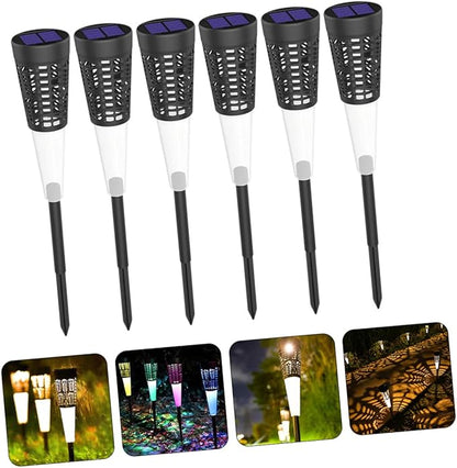 6pcs Solar Garden Stake Lights Decorative Courtyard Light Warm Glow Outdoor Lawn Lighting for Pathway and Villa Decor