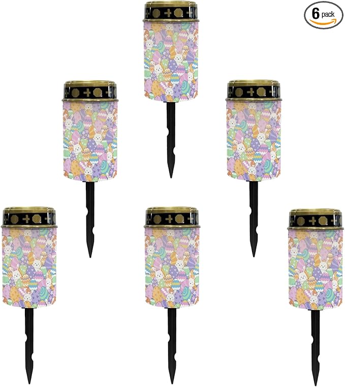 Cemtery Lights Outdoor Grave Decoration Lantern Easter Egg and Rabbit Solar Garden Stake Lights Flameless Warm White Lights for Grave Cemetery Solar Lights Outdoor Waterproof Stoplights