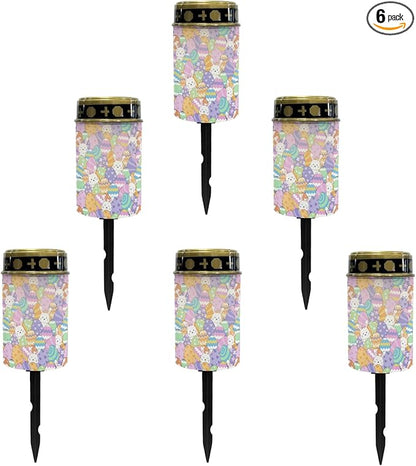 Cemtery Lights Outdoor Grave Decoration Lantern Easter Egg and Rabbit Solar Garden Stake Lights Flameless Warm White Lights for Grave Cemetery Solar Lights Outdoor Waterproof Stoplights