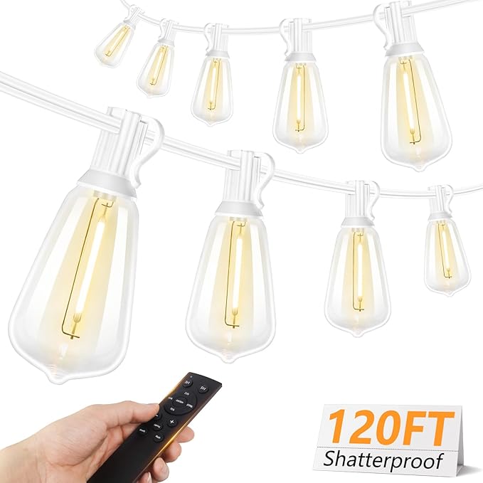 Brightever 120FT LED Outdoor String Lights with Remote, Patio Lights Outdoor Waterproof with 38 Shatterproof Edison | Lumora
