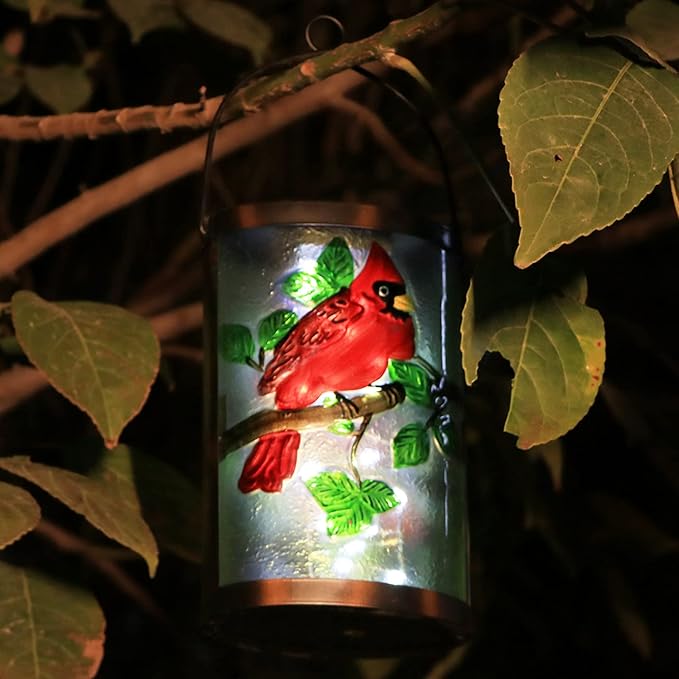 Hanging Solar Lantern Outdoor Decorative Waterproof LED Solar Cardinal Lights Tabletop Lamp for Outdoor Patio Garden | Lumora