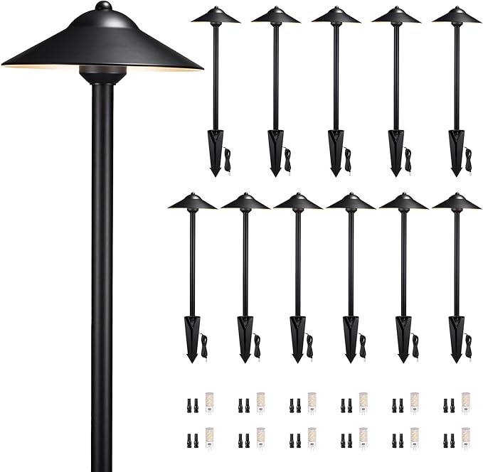 Gardenreet Brass Low Voltage Landscape Lighting - 12V LED Path Light IP65 Waterproof, Pathway Outside Lights for | Lumora