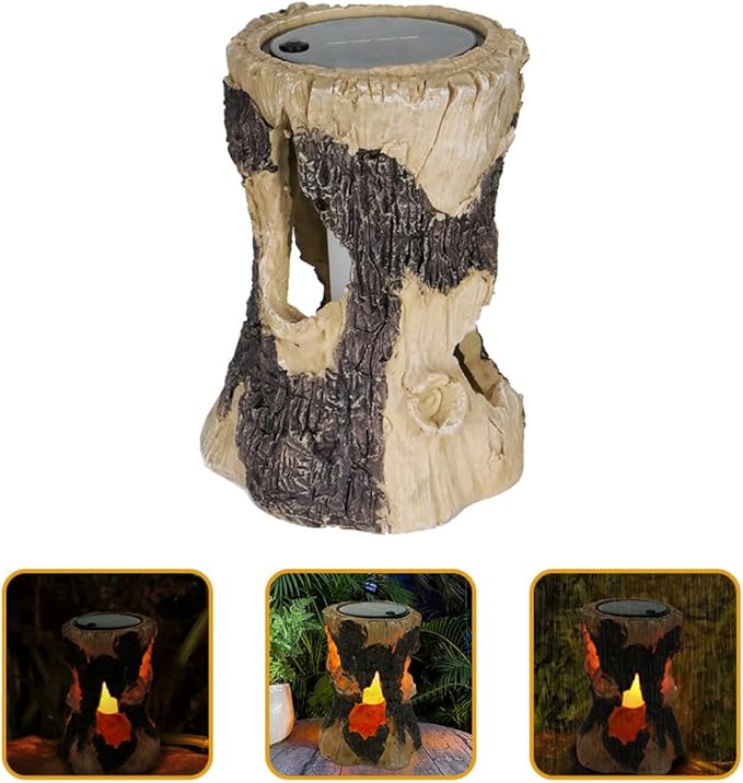 TOYANDONA Solar Stump Garden Lamp Outdoor Lawn Pathway Lights Weather Resistant Yard and Garden Lighting