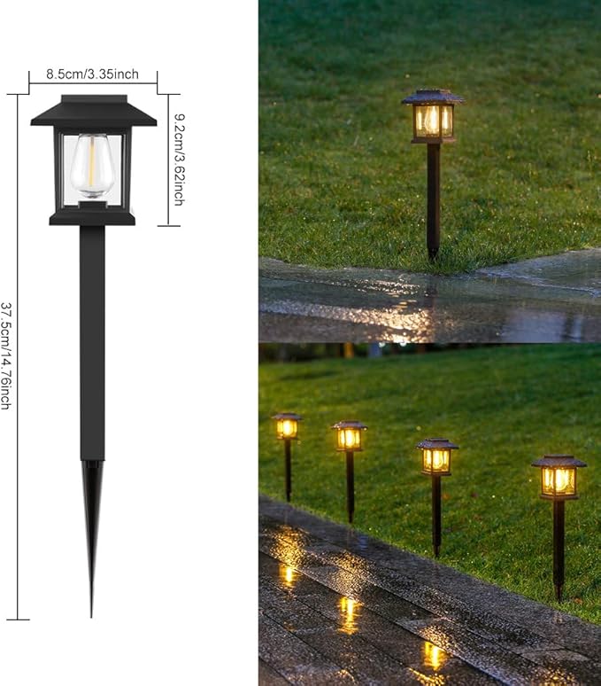4 Pack Solar Pathway Lights，Solar Garden Lights Outdoor Waterproof for Courtyard, Balcony, Garden, Lawn, Poolside.