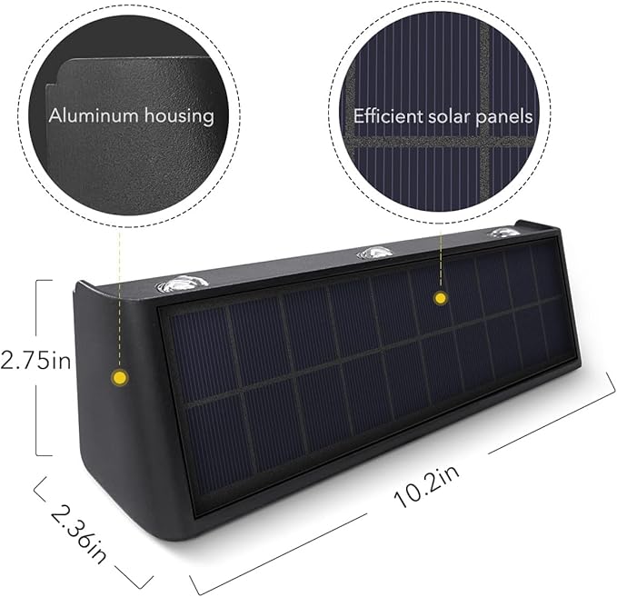 Solar Lights Outdoor Waterproof Dusk to Dawn Aluminum Sconce Sunset Up and Down for Wall, Yard, Garden, Fence | Lumora