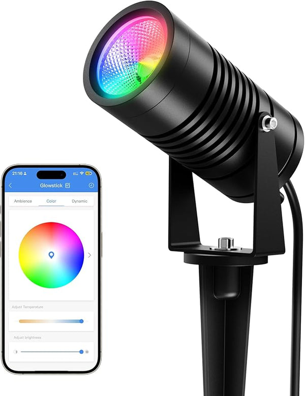 Smart Landscape Lights, APP Controlled RGBCW Color Changing Spot Lights, IP65 Waterproof 24V Low Voltage Outdoor | Lumora