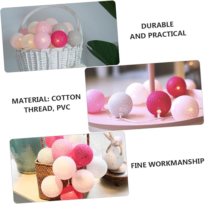 NUOBESTY Festive PVC Battery-Powered Lamp String with Balls Design Lights for Wedding Party and Home Hanging Decoration Portable and Indoor String Lights