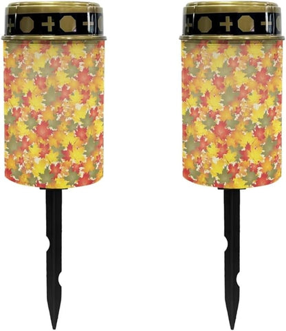 Fall Leaves Solar Lights for Garden Outdoor Solar Powered Lights Waterproof Solar Lights Outside Solar Garden Lights Yard Pathway Maple Leaves Print Solar Light