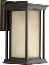 Progress Lighting Endicott Collection 1-Light Etched Umber Linen Glass Craftsman Outdoor Medium Wall Lantern Light | Lumora