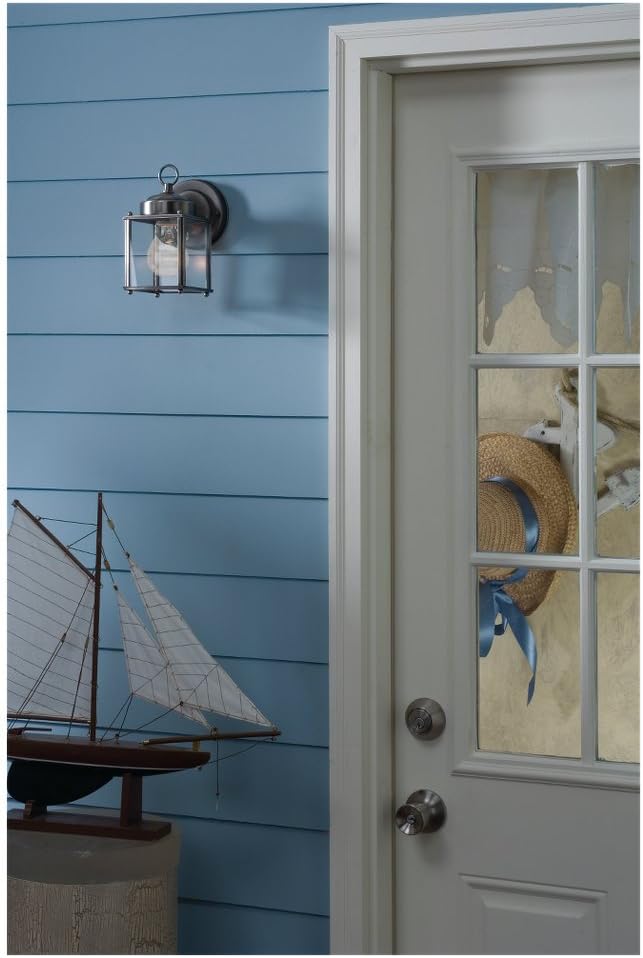 Sea Gull Lighting 8592-71 New Castle One-Light Outdoor Wall Lantern with Clear Glass Panels, Antique Bronze Finish | Lumora