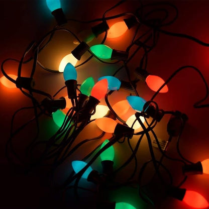 C7 LED Multicolor Christmas Lights Outdoor,25Ft Vintage Christmas String Lights with 27 C7 LED Multicolor Shatterproof Bulbs, Hanging Christmas Outdoor Lights for Xmas Tree Patio Party Roofline Garden