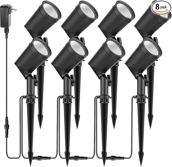 SUNTHIN Outdoor Landscape Lights 8 Pack, 600LM per Light, Retro Aluminum Light Socket | Lumora